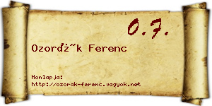 Ozorák Ferenc névjegykártya